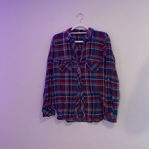 navy blue, red and white flannel